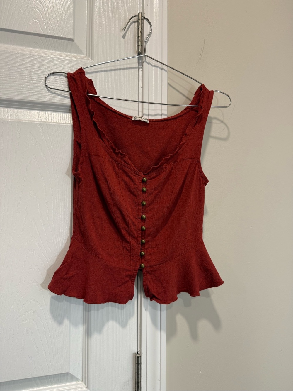 Intimately Free People Rust Red Peplum Tank Top Boho Cottagecore XS - Picture 2 of 9